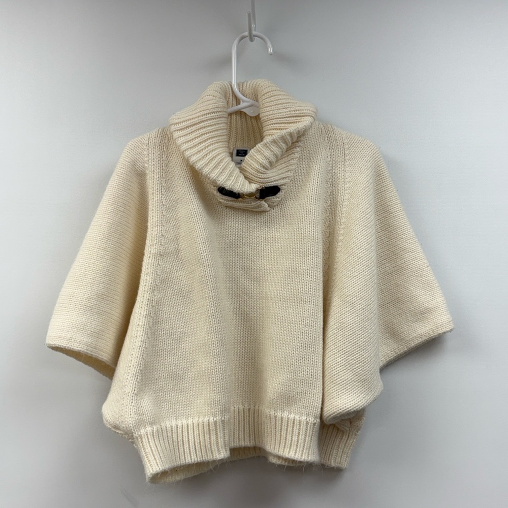 Girl's Janie & Jack Hooded Sweater Cape Knit Pullover Poncho Preppy Cream 3